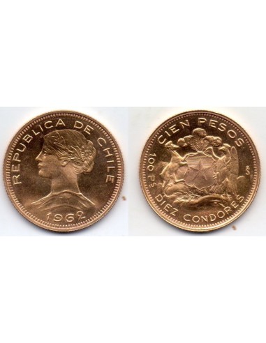 1962 Chile. 100 pesos/ 10 Condores de Oro