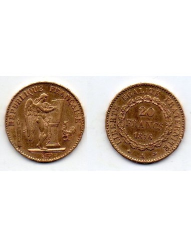 1876 A Francia Moneda Conmemorativa 20 Francos - Angel