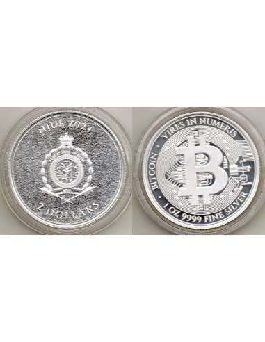 2024 Niue 2 Dollars Moneda Bitcoin