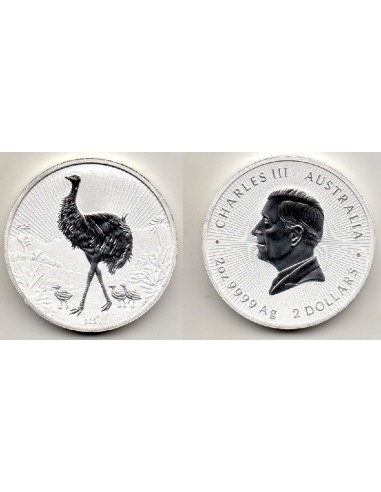 2024 Australia Emu 2 onzas plata