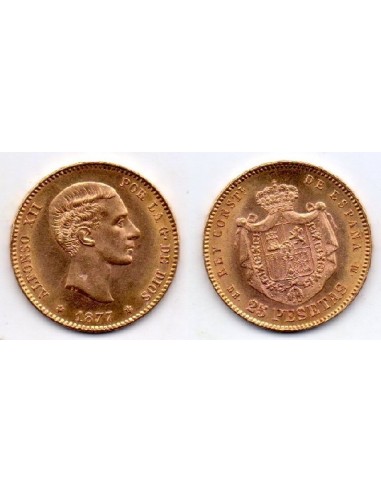 1877 25 Pesetas Oro Alfonso XII - DE M