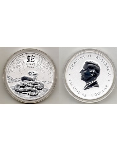 2025 Australia Serpiente año lunar 1 onza plata