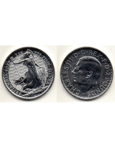 2023 Reino Unido 2 Pounds -  1 onza plata Charles III